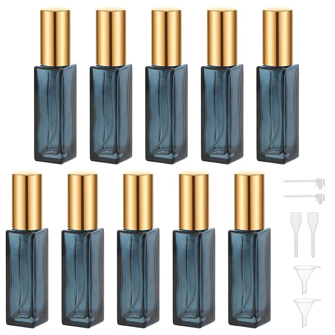 Segbeauty 0.34oz Atomizer Sprayer for Perfume, 10pcs Glass Perfume Bottles Empty, 10ml Travel Refillable Cologne Bottle Portable Sprayer Atomizer Travel Accessory Toiletries Cosmetic Dispenser Bottle