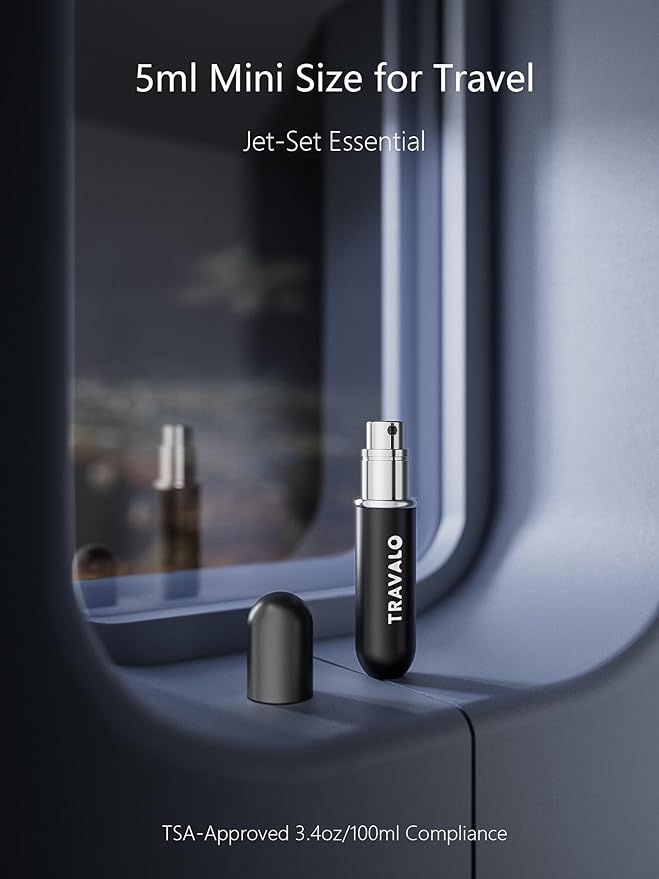 NEW CLASSIC Refillable Perfume Atomizer, Bottom Filling Fragrances Perfume Bottle, Mini Cologne Dispenser, Travel sized (BLACK)