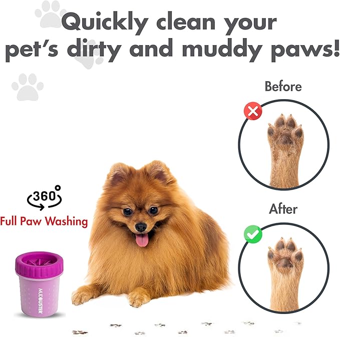 Dexas MudBuster Portable Dog Paw Cleaner, Small, Fuchsia - Premium Quality Pet Accessory