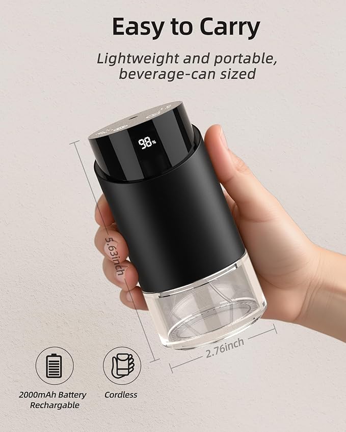 Waterless Essential Oil Diffuser Aromatherapy Scent Diffusers for Home Large Room, Car, Office, Desk, Mini Battery Operated Cordless Air Freshener, 4 Timers & 3 Mist Levels, 100ml Capacity (Black)