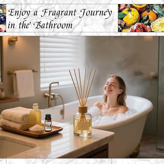 HIQILI Diffuser Oil for Humidifier & Reed Diffusers, Suitable for Home and Other Scenarios, Long Lasting Scent - Water Lily Papyrus, 0.34 Fl Oz