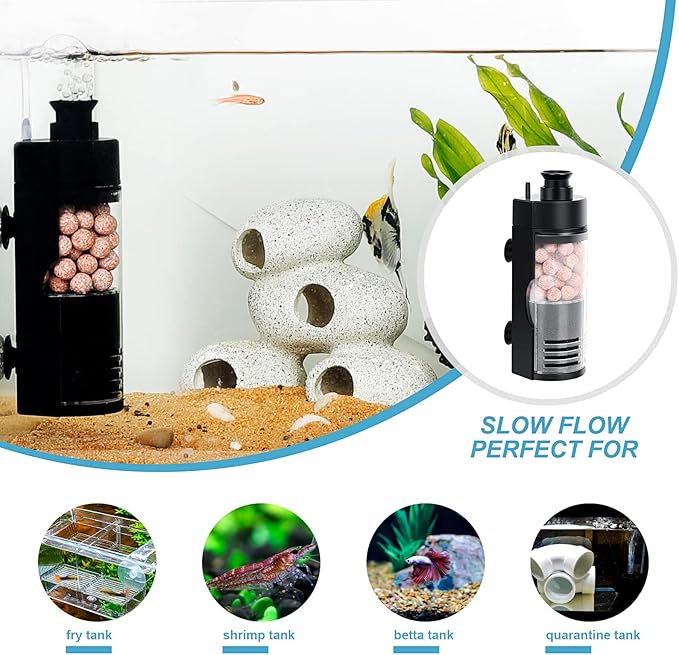hygger Small Aquarium Bio Sponge Filter 6-20 Gallon Fish Tank Filter for Breeding Fry Betta Shrimp Tank (Large)