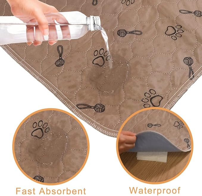 Peepeego 2Pack Pee Pads for Dogs Reusable+Free Dog Comb, Waterproof Rug 36”x48, Absorbent Puppy Pads Washable, Non Slip Protector for Bed Couch Carpet