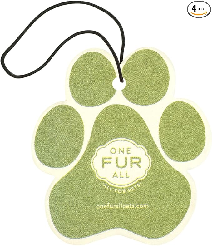Pet House Car Air Freshener by One Fur All, Pack of 4 – Fresh Citrus - Non-Toxic Auto Air Freshener, Pet Odor Eliminating Air Freshener for Car, Ideal for Small Spaces, Dye Free Dog Car Air Freshener