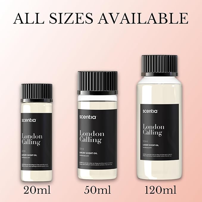 Scentia Hotel Diffuser Oil Inspired by Ferrari - 20 ml 0.67 fl oz - Essential Oil Blend White Tea, Cedarwood & Soku Lime for Aromatherapy Diffusers and Humidifiers - London Calling, Thanksgiving Gift