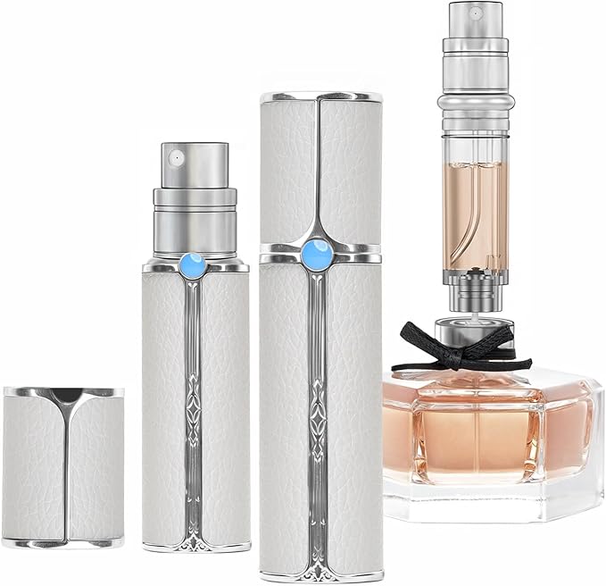 CF00WHS Leather Perfume Bottle 5ml – Bottom-Fill Refillable Dispenser, Leak-Proof & Portable for Men & Women, Ideal for Travel, Gifting & Daily Use (CF00WHS)