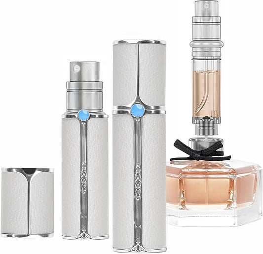 CF00WHS Leather Perfume Bottle 5ml – Bottom-Fill Refillable Dispenser, Leak-Proof & Portable for Men & Women, Ideal for Travel, Gifting & Daily Use (CF00WHS)