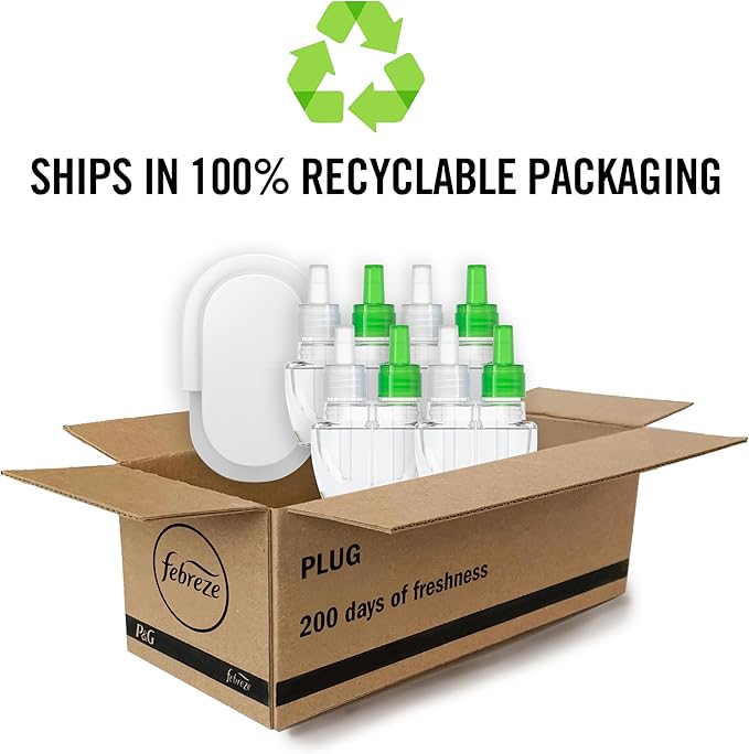 Febreze Plug In Air Freshener, Odor-Fighting Scented Oil Starter Kit, Air Fresheners for Home and Bathroom and Kitchen, Long Lasting for Strong Odors, Bamboo Scent, Warmer + 4 Refill