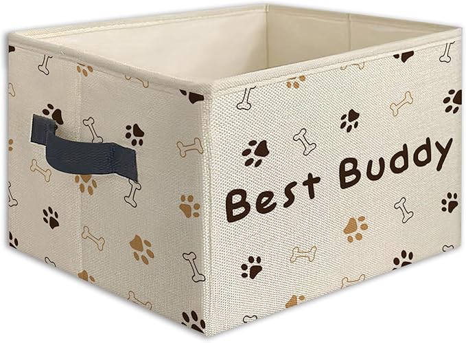Best Buddy Dog Paw Foldable Storage Bins Box with Handles, Dog Lovers Owner Gifts, Pet Lover Gifts Collapsible Toys Books Clothes Organizer Basket for Bedroom Bathroom