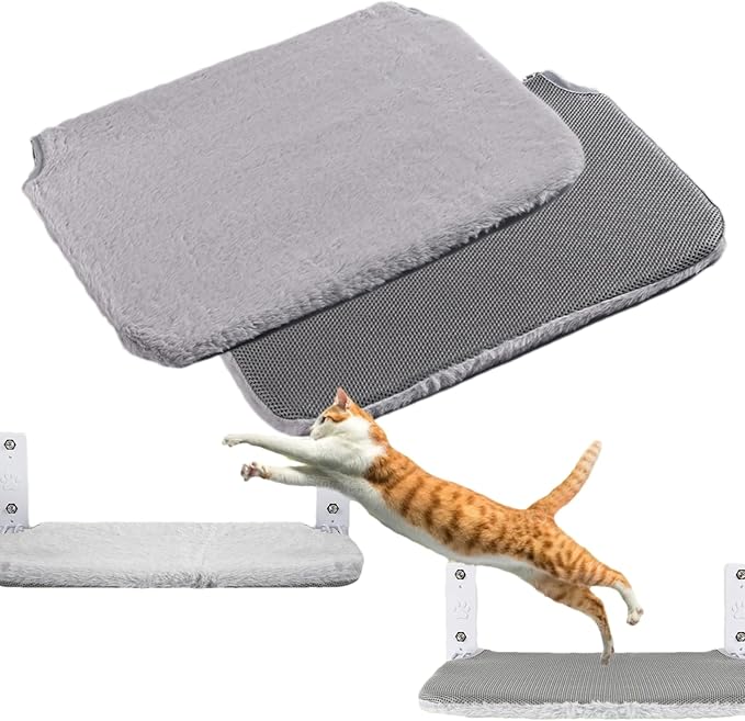 2PCS Replacement Cover for Cat Window Perch, M Size Cordless Cat Window Hammock Bed Accessories, Reversible Breathable/Warm Seat Cover for Inside (Grey, 20.4" L x 11.8" W)