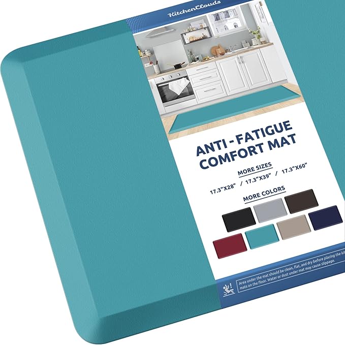 KitchenClouds Kitchen Mat Cushioned Anti Fatigue Kitchen Rug 17.3"x60" Waterproof Non Slip Kitchen Rugs and Mats Standing Desk Mat Comfort Floor Mats for Kitchen House Sink Office (Green)