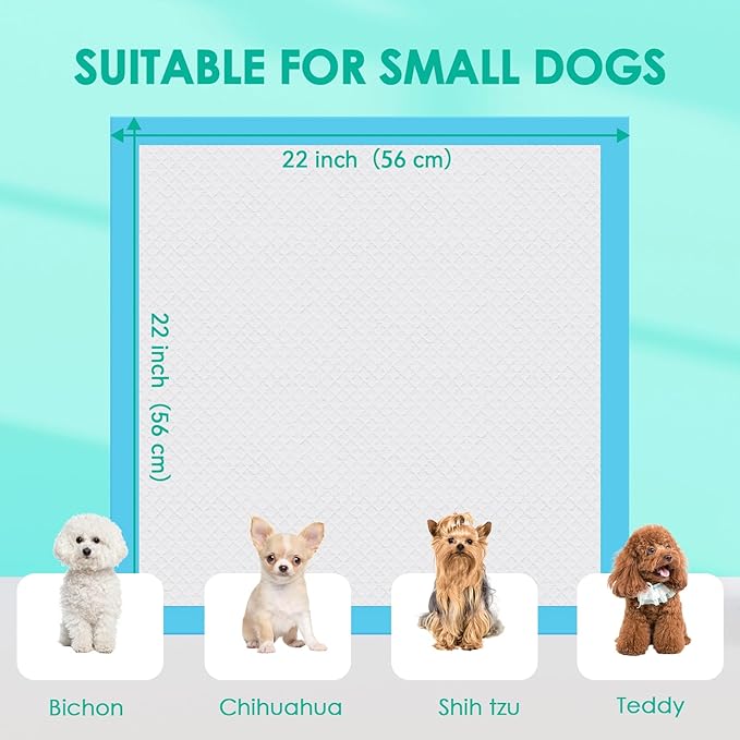 JollyMate Punny Pee Pads 22"x22", 100 Pack Strong Absorption & Leak-Proof Dog Pee Pads, Waterproof and Quick-Dry Pee Pads for Dogs and Cats, Rabbits