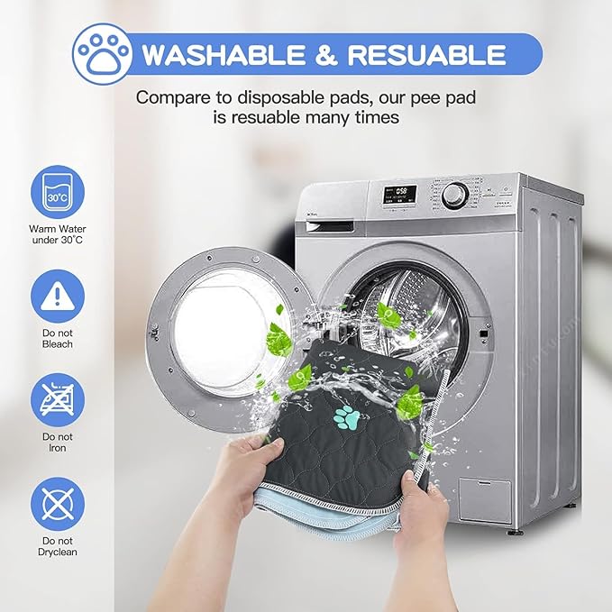 Aitmexcn Washable Puppy Dog Pee Pad, 4PCS 100% Waterproof Whelping Training Mat for Puppy/Senior Dog, Fast Drying Reusable Puppy Pads for Indoor, Outdoor and Car Travel- 32x36''