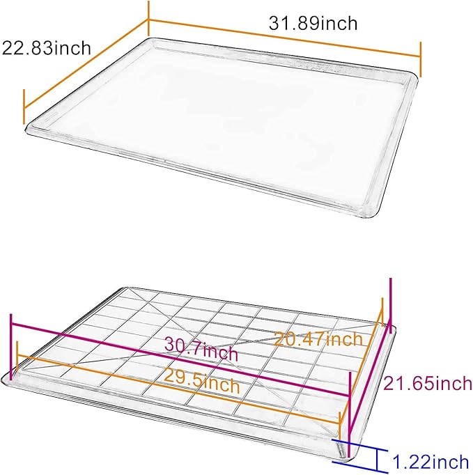 2pcs 31.9"x22.8" Replacement Tray for Dog Crate Plastic Cage Bottom Pan Multi-Purpose Boot Mat Shoe Tray Indoor Outdoor Waterproof, Dog and Cat Rabbit Food Bowls Floor Liners