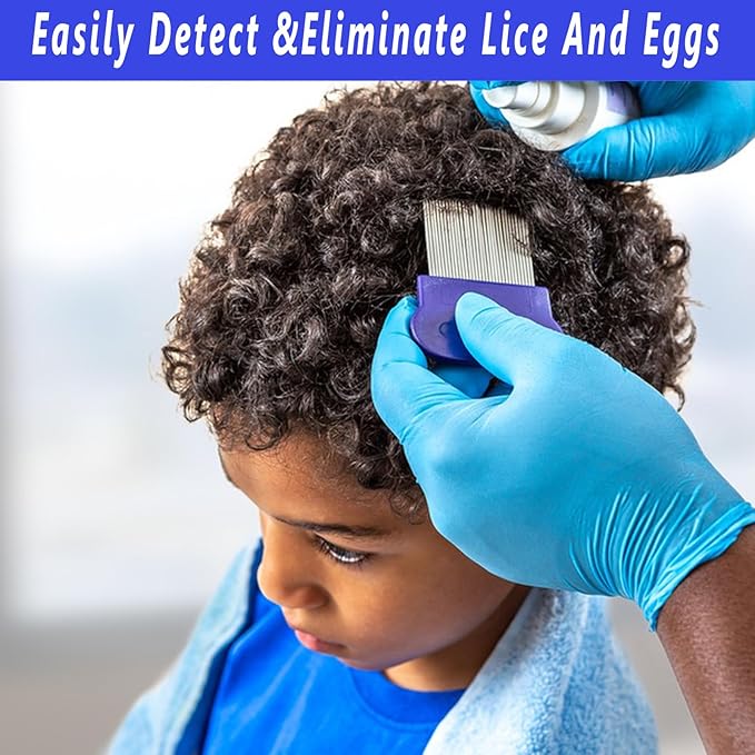 Lice Comb, 8 Pcs Flea Comb, Hair Double Sided Fine Tooth Combs, Removal Dandruff,with Metal Teeth,Stainless Steel Louse and Nit Combs for Head Lice Treatment