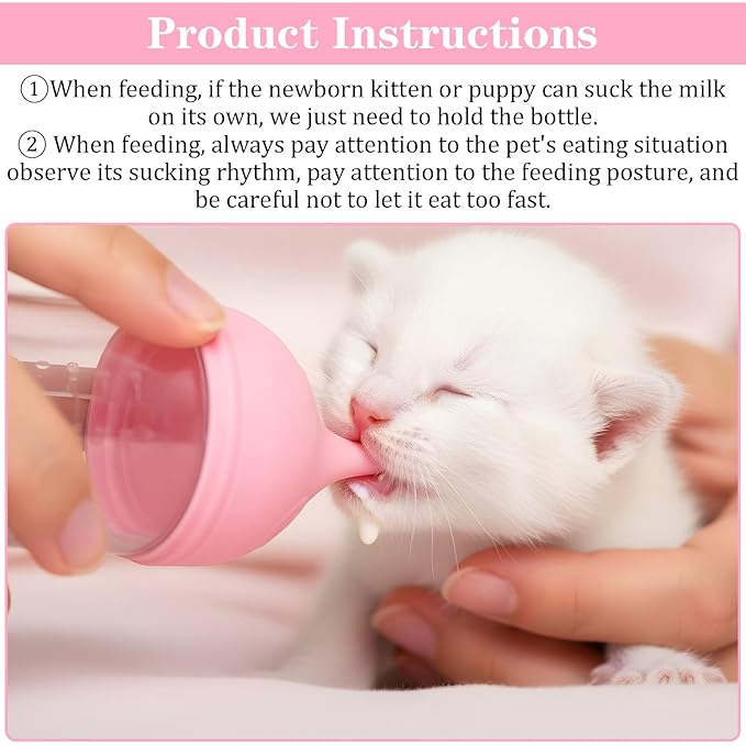 2 Pcs Puppy Bottles for Nursing Animal Feeding Bottles Reusable Pet Feeder Bottle Anti-Choking Design Puppy Bottle Silicone Kitten Feedings Kit for Newborn Kitten Puppies Small Animals