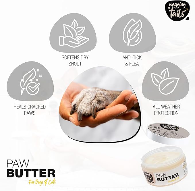 Wagging Tails 6-in-1 Paw Butter for Dogs & Cats, 1.76 fl oz Pack of 4 Turmeric & Honey-Infused Lick-Safe Balm | Relieves Elbow & Paw Discomfort, Repairs Cracks, Moisturizes Pads & Softens Snouts