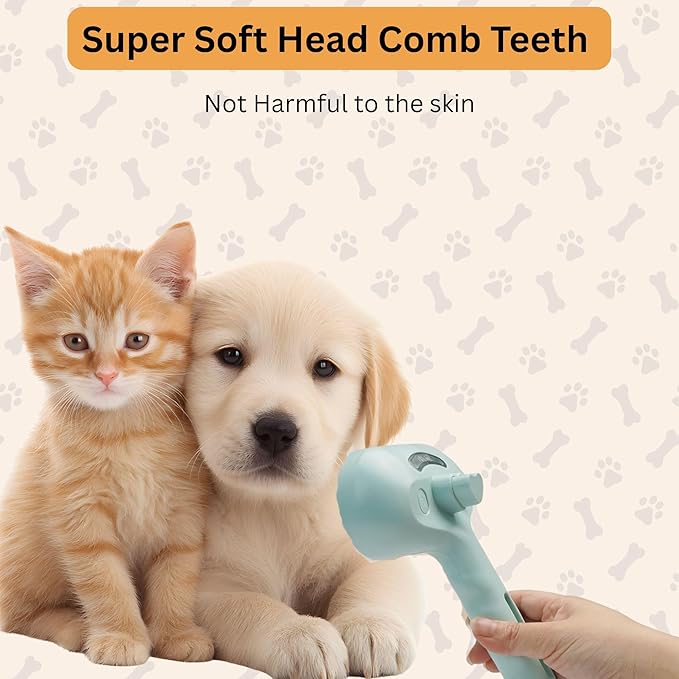 3-in-1 Anti-Static Pet Steam Brush for Dogs & Cats - Steam Clean, Calming Massage & Self-Cleaning Hair Ejection, Quick Heat-Up, USB-C Rechargeable, Low-Noise Deshedding & Dematting - Green