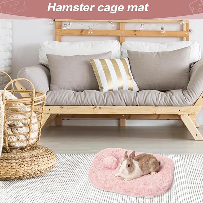 Bunny Bed Pad, Soft Washable Chinchilla Cushion, 12x12in Warm Small Pet Mat, Plush Polyester Comfort Layer, Pet Bedding Accessory for Hamster Ferret, Cage Playpen Bedroom Living Room Office