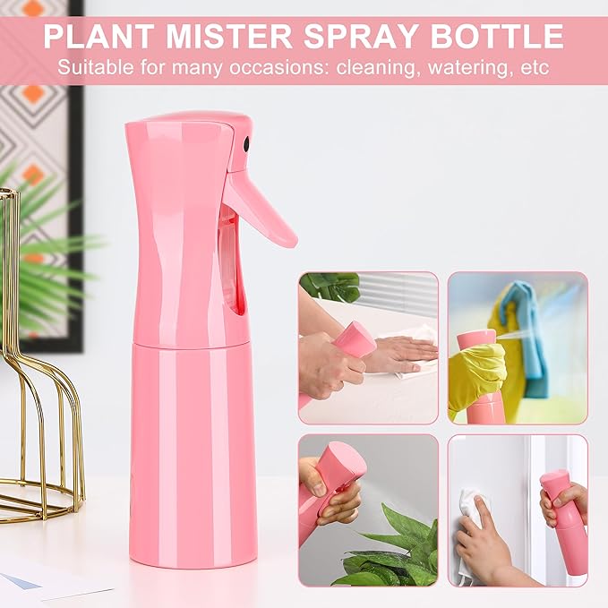 Hair Mister Spray Bottle，Spray Water Bottle Fine Mist Refillable Plants（6.8OZ /200ML） Barber，Showering Pets, Plants, travel, Ironing and Cleaning ﻿ ﻿ ﻿ (Pink-1Pcs)