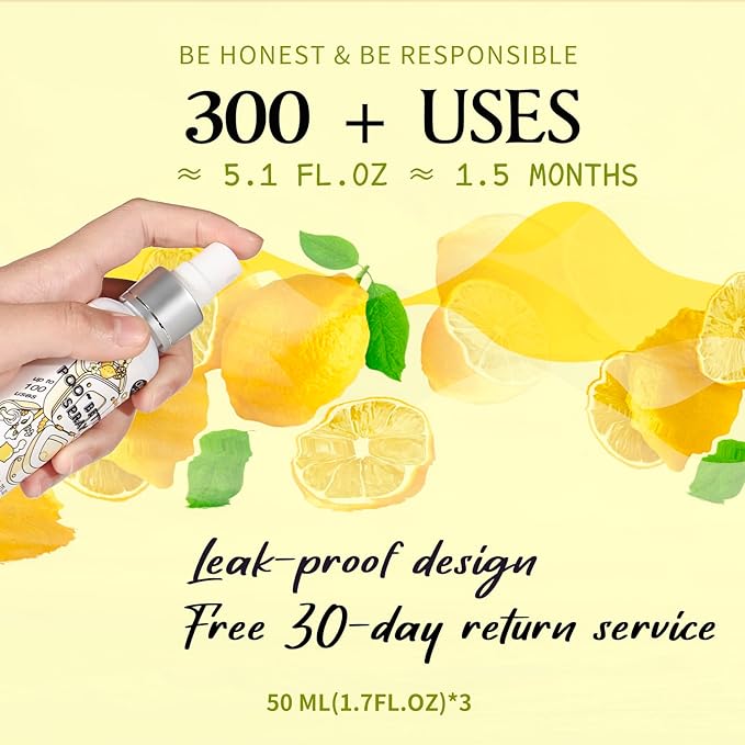 Clean-n-Fresh Toilet Spray, Pack of 3 - Citrus Scent, Bathroom & Toilet Odor Removers, Air Fresheners for Home, Travel Size Toiletries, Total 5.1 Fl Oz