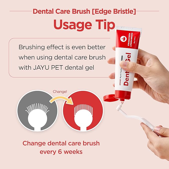JAYU PET Dental Care Brush [Soft&Firm&Edge Bristles] - Toothbrush for Cat and Small Dogs, Removing Old Plaque and Tartar, Cat Dental Care, Cats Teeth Brushing & Easy Cleaning