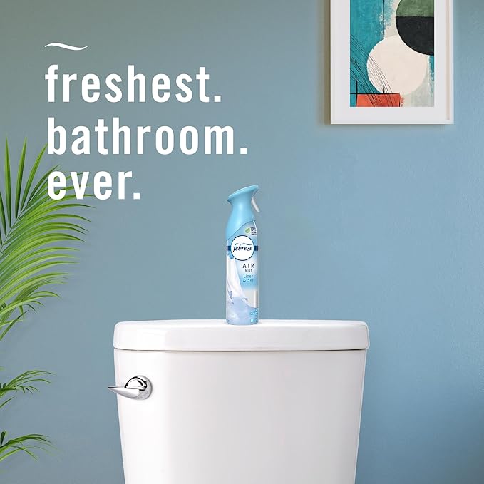Febreze Air Mist Air Freshener Spray, Odor-Fighting Room Spray, Air Fresheners for Home and Bathroom and Kitchen, Aerosol Can, Linen & Sky Scent, 8.8oz, 6 Count