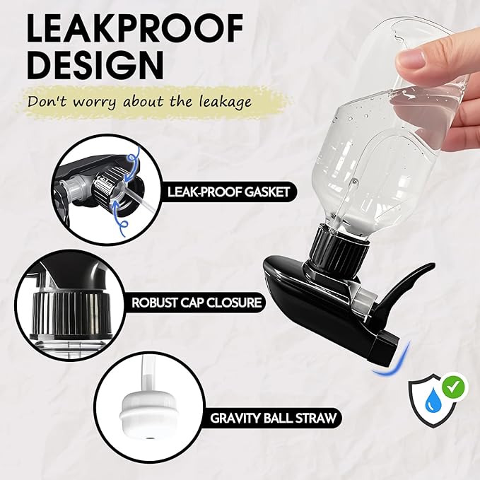 AMORIX Plastic Spray Bottles 2 Pack 360° Water Spray Bottle for Cleaning 10 oz/300 ml Upside Down Spray Bottle Small Mister Squirt Bottle with Adjustable Nozzle for Hair, Cooking, Plant, Pet