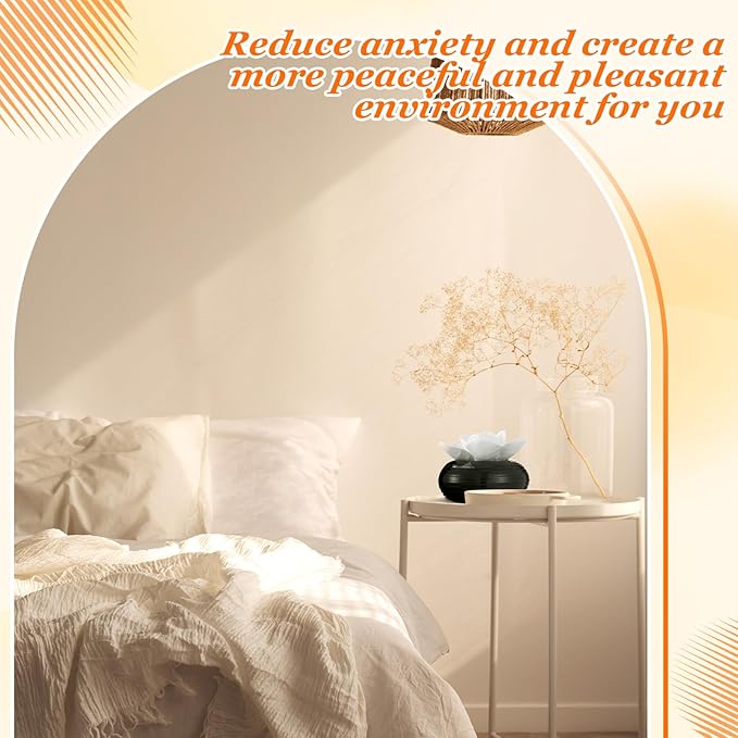 Honeydak 3 Pcs Flower Passive Essential Oil Diffuser Stone White Ceramic Porcelain Floral Diffuser with Container Non Electric Handmade Decorative Tabletops Home Decoration Christmas (Camellia)