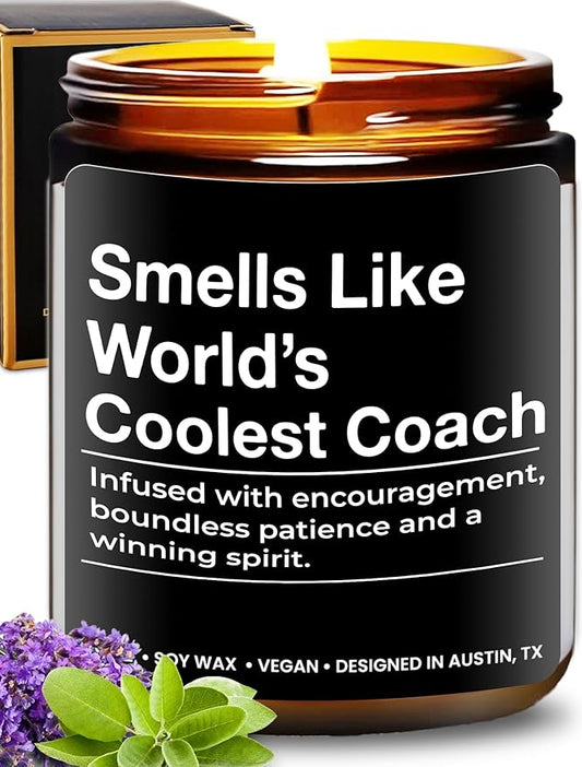 World's Coolest Coach Candle, Best Coach Gifts, Thoughtful Coaches Gifts, Thank You Coaches Presents for Men and Women, Ideal Best Coach Present, Appreciation Gift for Birthday, Christmas, Gift Ready