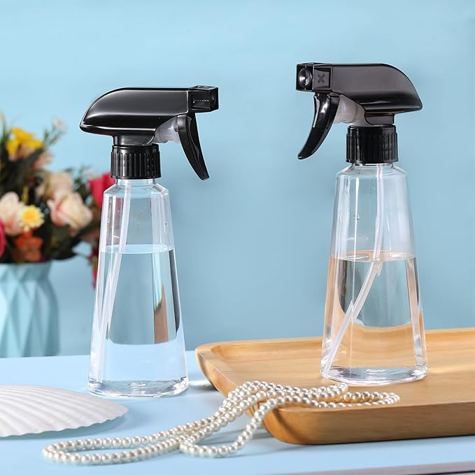 Plastic Spray Bottle 9.5 oz - 2 Pack Empty Spray Bottle for Hair, BPA Free Adjustable Mist/Stream for Plants, Cleaning, Pet