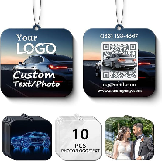 10-1000Pcs Custom Logo Car Air Fresheners Bulk, Custom Air Fresheners with Picture Double Sided, Personalized Air Freshener for Car, Suitable for Custom Gifts for Branding Business Events (Square)