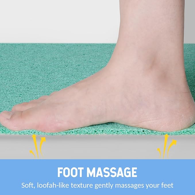 Non-Slip Bathtub Mat, Anti Slip Shower Mat, Fast Drying Bathtub Mats, Foot Scrubber Mat, Anti Slip Mat for Tub, Floor, Bathroom, Kitchen, Home, Hotel (Light Green 32"×17")