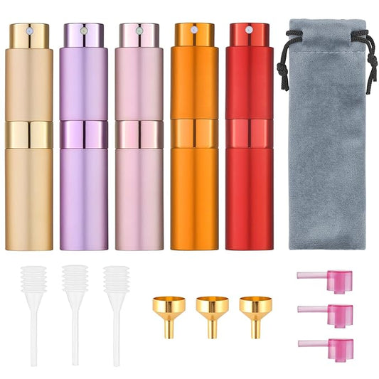 Tekson 8ml Travel Perfume Atomizer Refillable, Mini Cologne Spray Bottle Empty, Small Aftershave Portable Sprayer for Liquid Dispenser