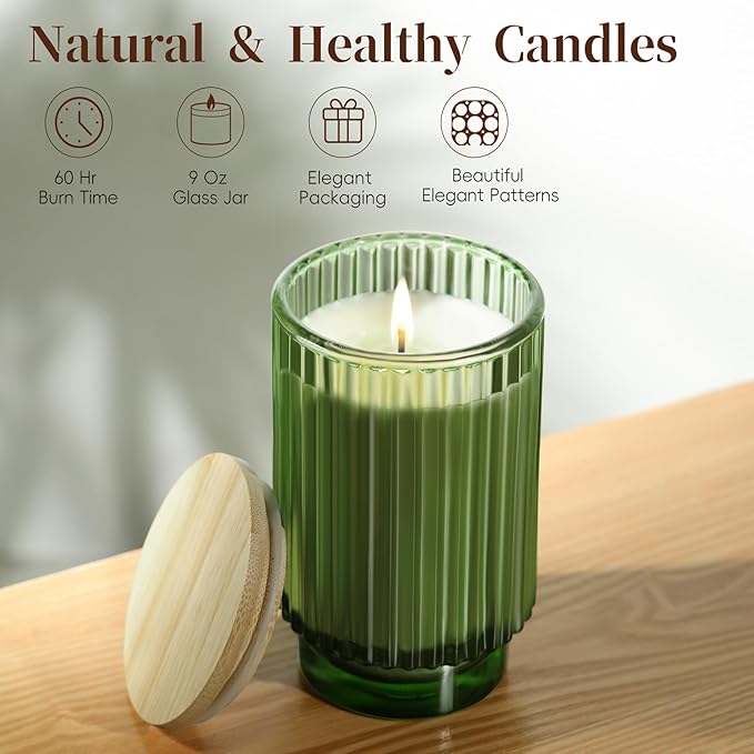 Balsam Cedar Scented Candles for Christmas Decor, Soy Candle for Home Gifts, 70 Hours Burning Fir Jar Candle in Glass, Ideal for Holiday Relaxing Ambience