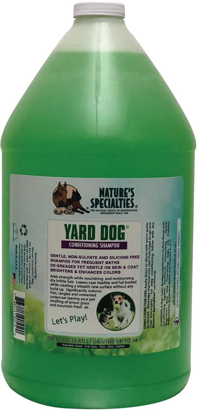 Nature's Specialties Mixing Bottle and Dog Shampoo Conditioner Concentrate Bundle, Easy to Read Measurements Mixing Bottle 32 oz, Yard Dog Dog Shampoo Conditioner Concentrate 1 gal