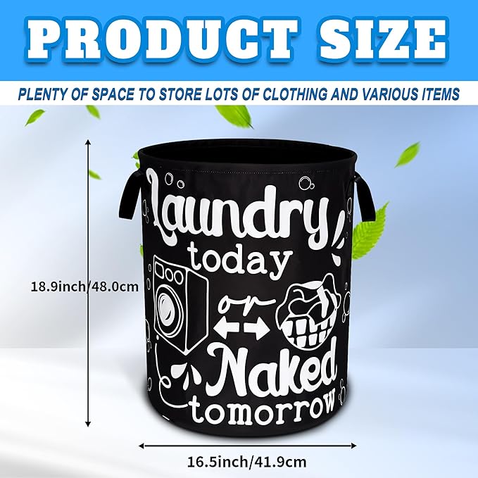 Wash Today Laundry Basket Oxford Cloth Funny Laundry Hamper With Handle Foldable Portable Clothes Storage Basket 18.9 X 16.5 Inch Storage Bag For Laundry Room/Bathroom/Bedroom/Dormitories
