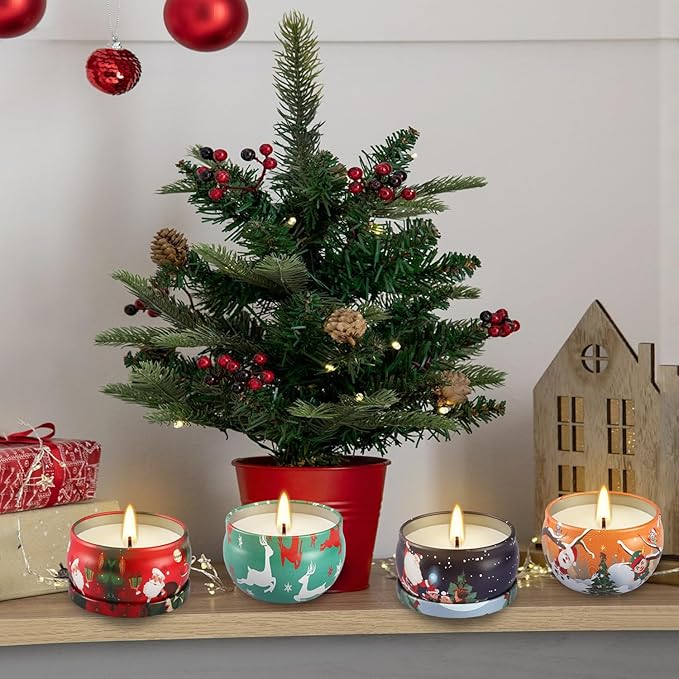 24 Pack Christmas Scented Candles - Natural Soy Wax Advent Candles, Smokeless Clean Burning with Cotton Wick, 2.5oz Mini Jar Candles for Holiday Gifts, Home Decor & Christmas Party Favors