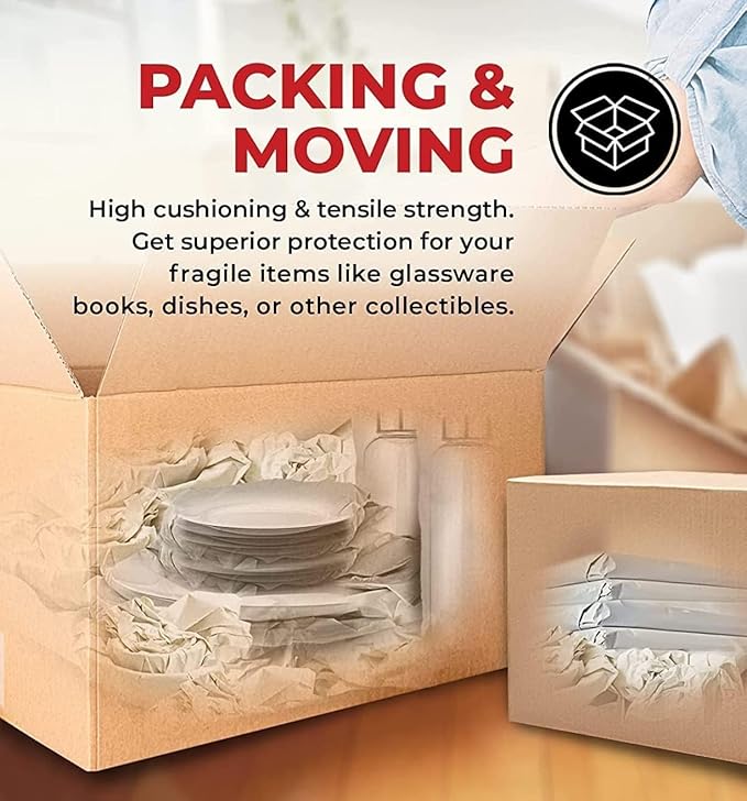 WAUPPY 200 Sheets Newsprint Packing Paper Sheets for Moving, Shipping, Box Filler, Wrapping and Protecting Fragile Items 5 Lbs (26” x 15”)