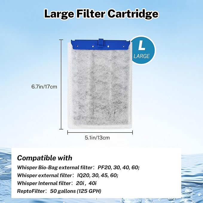 16 Pack Large Filter Cartridges for Tetra Whisper Bio-Bag Filters, Aquarium Replacement Filter Cartridges for Whisper 20i/40i, IQ20/30/45/60, PF20/30/40/60 and Repto Filter