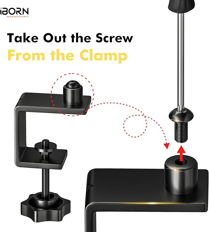 iBorn Bird Bath,Deck Mounted Bird Baths 12inch,Birdbath for Outside with Clamp 3.2inch,BPA-Free Bowl,Chew-Proof,Fully Detachable Design,Easy Clean & Refill,Terracotta,1 Pack（Not Include Fountain）