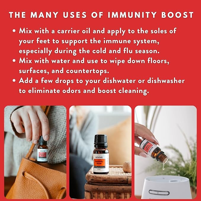 Immunity Boost 10mL Essential Oil Blend by Revive Essential Oils - 100% Pure Therapeutic Grade, for Diffuser, Humidifier, Massage, Aromatherapy, Skin & Hair Care