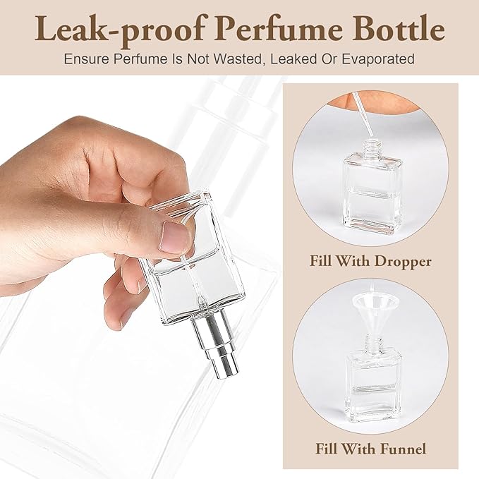 18Pcs Silver Perfume Spray Bottles 15ml Glass Perfume Atomizer Empty Fine Mist Atomizer Sprayer Portable Perfume Bottle with 9Droppers9Funnels Refillable Perfume Container for Travel Silver