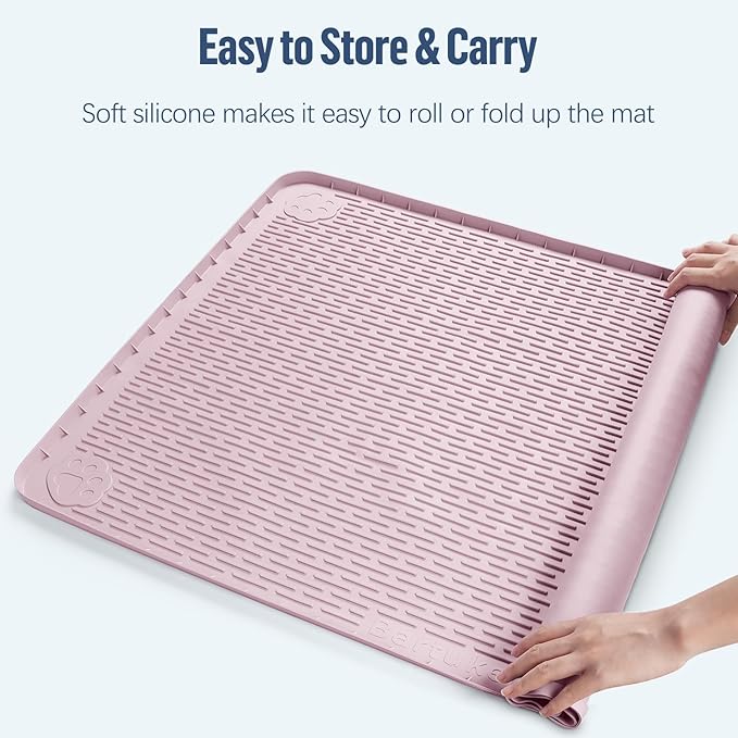 Pee Pad Holder for Dogs, 40" x 28" Silicone Pee Tray Mat Leak-Proof, High Edge, No Spill Pet Pad Holder for Puppy, Cat, Rabbit, Training Pads for Floor Protection, No Pee Pads (Pink)