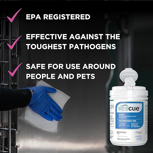 REScue Canister Wipes & Gallon Concentrate – Disinfectant Cleaner for Vet Use, Designed to Clean Kennels, Litter Boxes & More