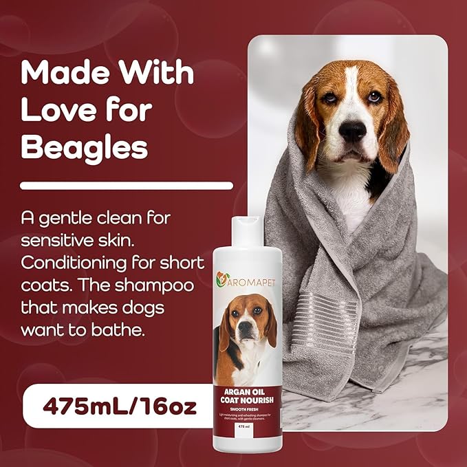 Argan Oil Coat Nourish Dog Shampoo - Deodorizing Dog Shampoo with Chamomile - Great for Beagle, Short Coats & Sensitive Skin - Hypoallergenic Light moisturizing with Gentle cleansers.