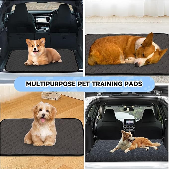 Washable Pee Pads for Dogs - 2-Pack Thick Heavy Absorbency Reusable Pee Pads Prevent Leakage Non-Slip, Waterproof Pet Training Pads for Puppy Playpen, Crate, Whelping Box, Potty Training, Grey