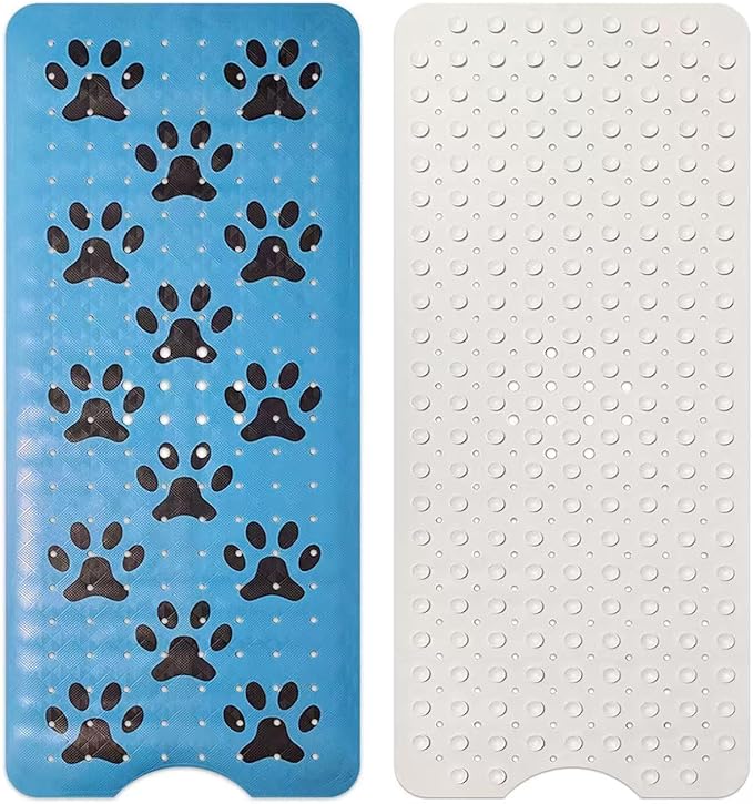 Dog Bath Mat for Tub -Non-Slip Bath Pad for Pet Dogs-Shower Non-Slip Mat Quick Drain Dog Shower Accessory pad Supplies 39.4x15.7 Inches (Blue)