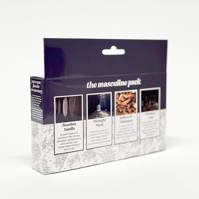 CE Craft Hanging Car Air Freshener – Fragrance Oil Diffuser with Essential Oils – Long-Lasting Aromatherapy Scents for Automobiles – 4 Pack, Masculine