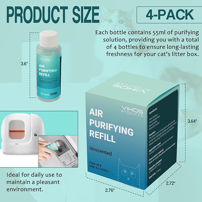 Cat Litter Deodorizer Compatible with PETKIT PuraX PuraMax Self-Cleaning Cat Litter Box Deodorizer Replaced Odor Removers Refills (Unscented)
